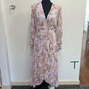 Ever New Blush Floral Wrap Maxi Dress with Gold Accents